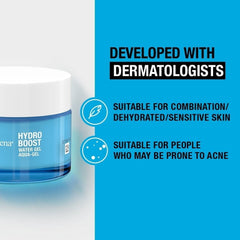 Neutrogena Hydro Boost Water Gel jar with white lid and dermatologists badge