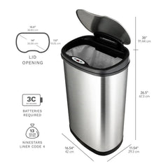 Nine Stars Sensor Trash Cans, Stainless Steel 13.2 gal./3.2 gal. - USA MEGA SHOP