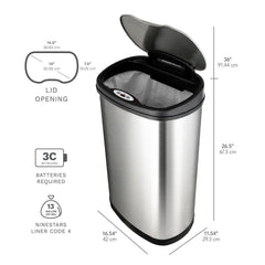 Nine Stars Sensor Trash Cans, Stainless Steel 13.2 gal./3.2 gal.