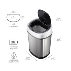Nine Stars Sensor Trash Cans, Stainless Steel 13.2 gal./3.2 gal.