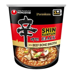 Nongshim, Shin Black Premium Noodle Soup Cups, Spicy, 3.5 oz, 8-Count