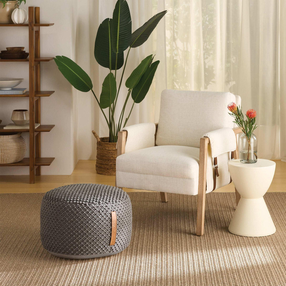 Nourison Cotton Woven Looped Pouf - USA MEGA SHOP