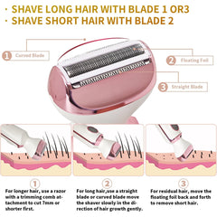 OBACRE Bikini Trimmer for Women,4-in-1 Electric Razors for Women,IPX7 Waterproof Rechargeable Cordless Pubic Hair Shaver with LED Display for Ladies Bikini Pubic, Face, Underarms, Legs