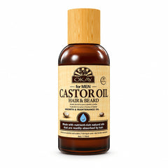 OKAY Men Castor Oil Beard & Hair Growth Oil Lightweight – Moisturizing & Growth-Stimulating Grooming Oil, Silicone & Paraben-Free, All Hair & Beard Types, 4 oz / 118 ml