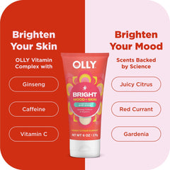OLLY Bright Body Scrub Exfoliates & Repairs Skin Barrier Citrus Currant, 6 oz