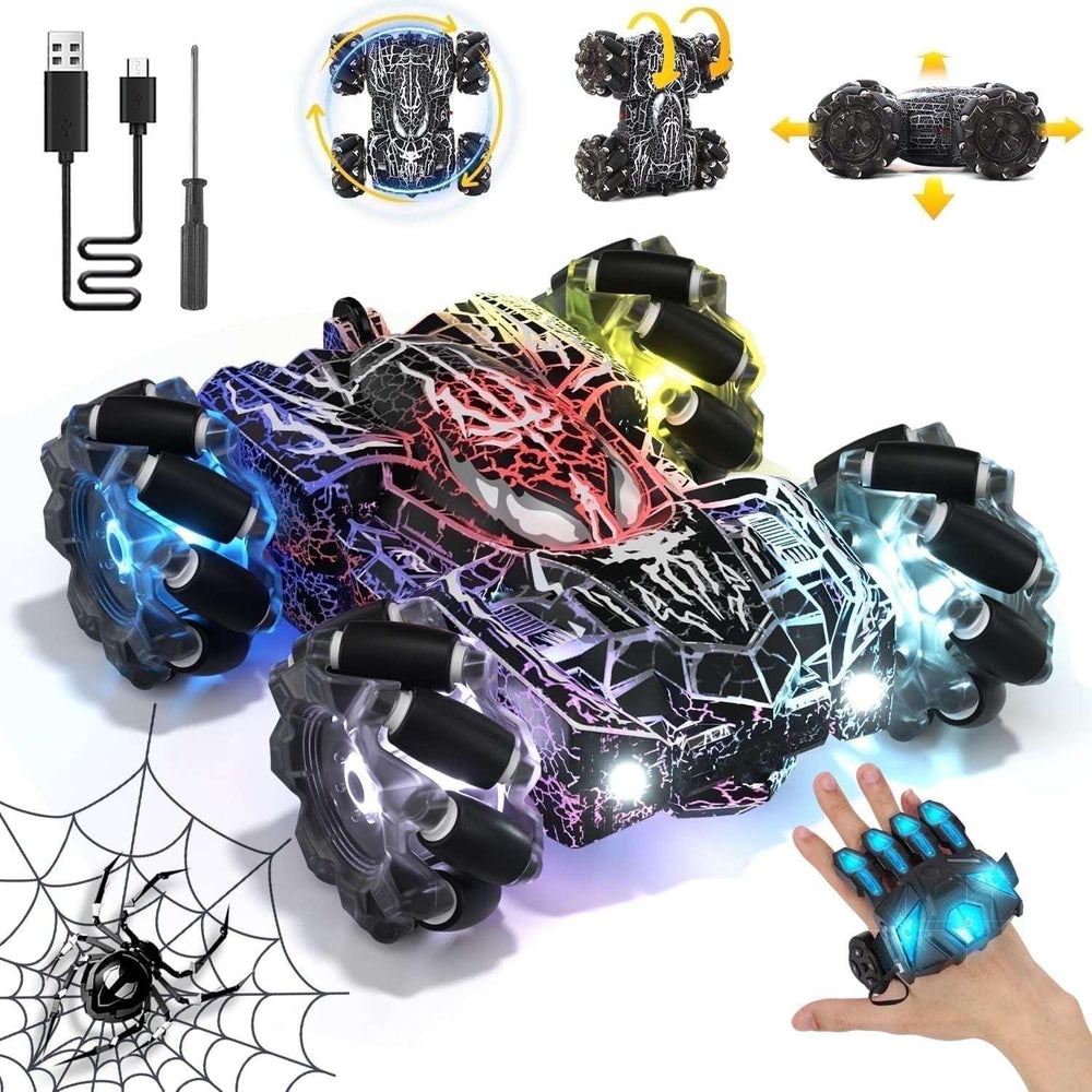Remote Control Car, RC Car Toys for Boys 5 6 7 8 9 10 Year Old, Double Sided RC Car with Gesture Sensing & Cool Light, 2.4Ghz RC Stunt Car for Kids Outdoor Toys - USA MEGA SHOP