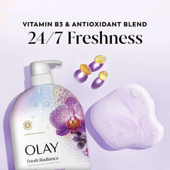 Olay Fresh Radiance Body Wash, Orchid & Black Currant, with Vitamin B3, 35oz