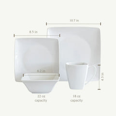Over&back 32-Piece Squared Dinnerware Set - USA MEGA SHOP