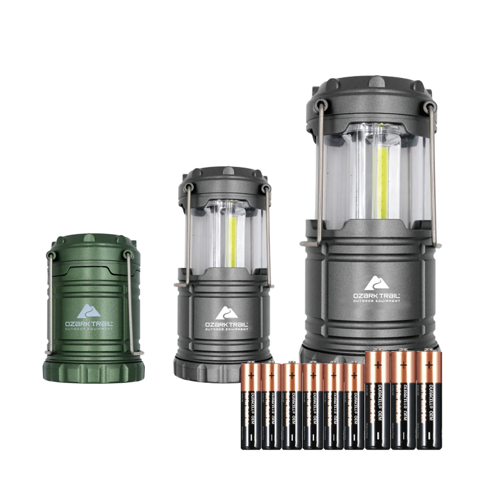 Ozark Trail LED Camping Lanterns 3 Pack with AAA & AA Batteries - USA MEGA SHOP