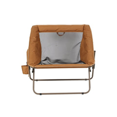 Ozark Trail Padded Foldable Camping Glamping Chair with Side Storage, Brown and Beige, Adult