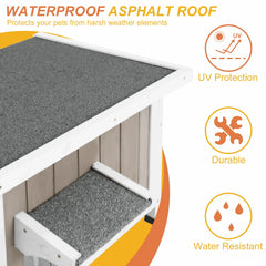 PETSCOSSET Outdoor Cat House, Weatherproof Solid Wood Cat Shelter with Openable Roof for Small Animals - USA MEGA SHOP