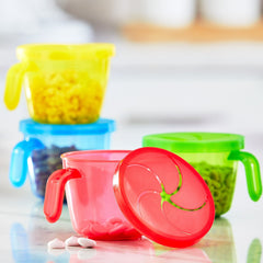 Parent's Choice BPA-Free Plastic Snack Cups with Handle, Multi-Color, 4 Count