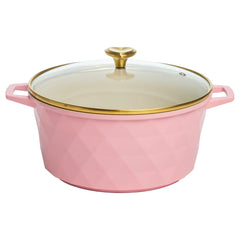 Paris Hilton 4.6 Quart Ceramic Nonstick Dutch Oven Pot with Lid, Dishwasher & Oven Safe, Pink