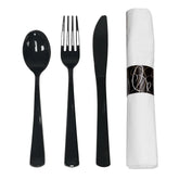 Party Essentials Napkin Roll Bag Set with Black Cutlery (4 - 25 ct. packs, 100 total) - USA MEGA SHOP