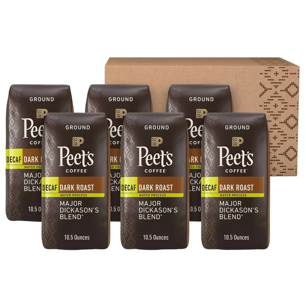 Peet's Coffee Decaf Major Dickason's Ground, 10.5 oz Bags, 6-pack - USA MEGA SHOP