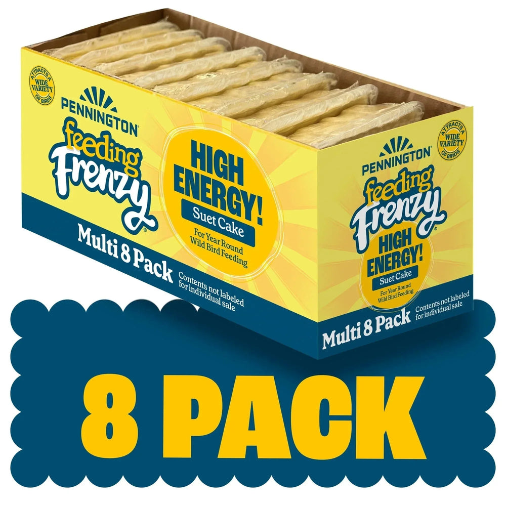 Pennington Feeding Frenzy High Energy Suet, for Year-Round Wild Bird Feeding, 11.75 oz. Cake, 8 Count Value Pack, Fresh - USA MEGA SHOP
