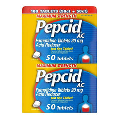 Pepcid AC Maximum Strength Heartburn Prevention & Relief Tablets, 100 Count