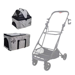Petique Deluxe Double Decker Gray Pet Stroller With Accessory Bundle - USA MEGA SHOP
