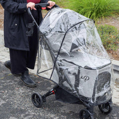 Petique Deluxe Double Decker Gray Pet Stroller With Accessory Bundle