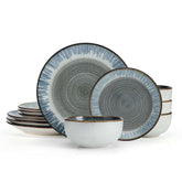 Pfaltzgraff Jaimie 12 Piece Stoneware Dinnerware Set Gray