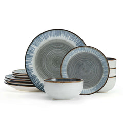 Pfaltzgraff Jaimie 12 Piece Stoneware Dinnerware Set Gray