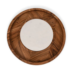 Picnic Time Acacia Wood Isla Serving Platter w/ Marble Insert