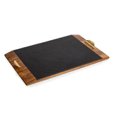 Picnic Time Covina Acacia Wood & Slate Serving Tray