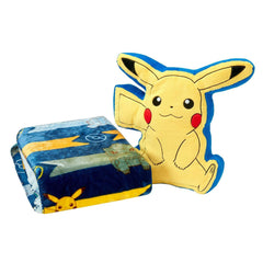 Pikachu Faux Fur Character Pillow & Reversible Throw Set - USA MEGA SHOP