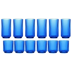 Plastic 12-piece Drinkware Set, Mesa Blue - USA MEGA SHOP