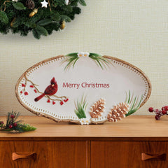 Poinsettia Holiday Merry Christmas Serving Platter