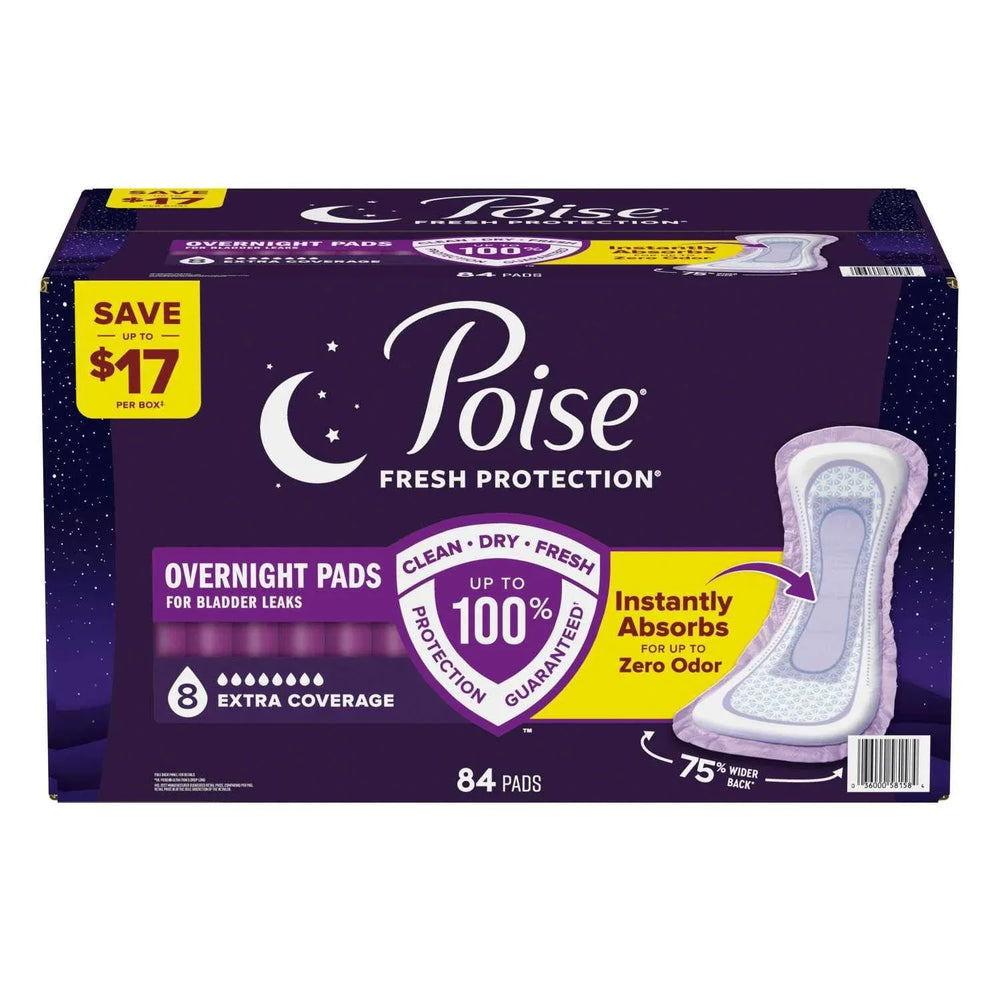 Poise Incontinence Pads, 8 Drop Overnight, 84 ct. - USA MEGA SHOP