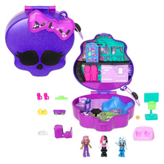 Polly Pocket Monster High Compact with 3 Micro Dolls & 10 Accessories, Opens to High School - USA MEGA SHOP