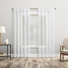 Portside Embroidered Trellis Sheer Curtains, 2-pack - USA MEGA SHOP