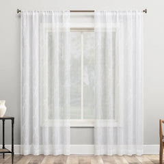 Portside Embroidered Trellis Sheer Curtains, 2-pack