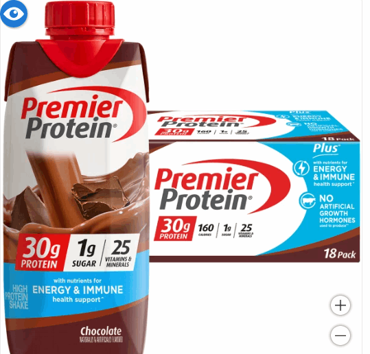 Premier 30g Protein PLUS Energy and Immune Support Shakes, Chocolate, 11 fl oz, 18-pack