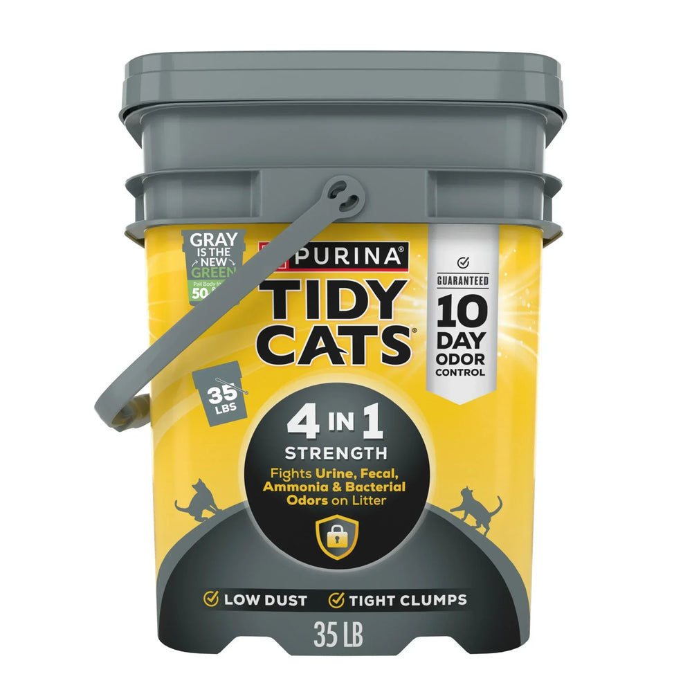 Purina Tidy Cats 4-in-1 Clumping Cat Litter, Odor Control, Low Dust, 35 lb. Pail - USA MEGA SHOP