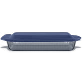 Pyrex Sculpted Tinted Rectangle 9x13 Glass Baking Dish with Airtight Lid, Smoke