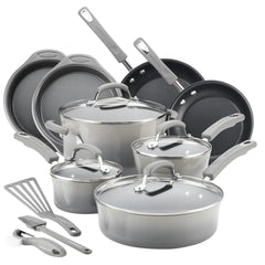 Rachael Ray 15 Piece Hard Enamel Nonstick Pots and Pans Set