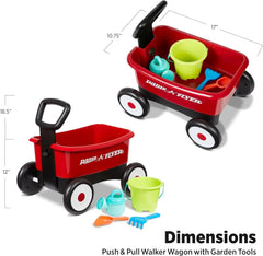 Radio Flyer Push & Pull Walker Wagon , Red, for Kids 1-4 Years Old, Locking Handle for Stability, Baby Push Walker Converts to Pull Wagon, for Indoor & Outdoor Play