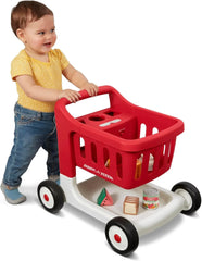 Radio Flyer Scan & Sort Shopping Cart, Red, for Kids 1+, Interactive Baby Walker with Lights & Adjustable Sound, Includes 6 Play Food Items, Adjustable Height Baby Push Walker, for Indoor Play