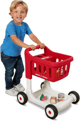 Radio Flyer Scan & Sort Shopping Cart, Red, for Kids 1+, Interactive Baby Walker with Lights & Adjustable Sound, Includes 6 Play Food Items, Adjustable Height Baby Push Walker, for Indoor Play