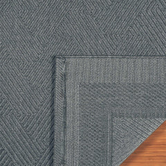 Ravenna Indoor/Outdoor Rug, Geo Border Silver - USA MEGA SHOP