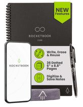 Rocketbook Smart Reusable Core Notebook - Dotted, Executive Size, Black - USA MEGA SHOP