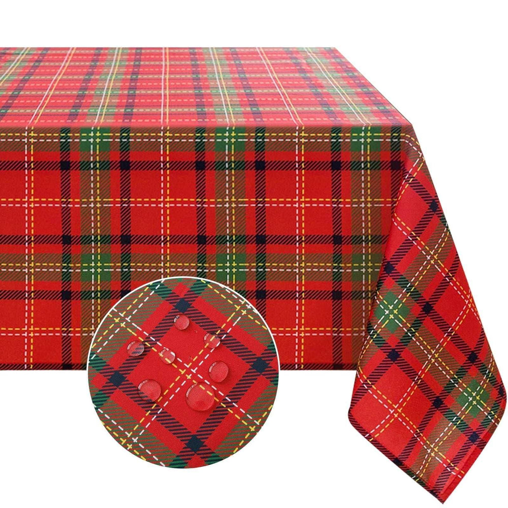 Romanstile Christmas Rectangle Red Plaid Tablecloth - 60 x 84inch - Checkered Water Stain Resistant Table Cover,Washable Polyester Table Cloths for Xmas Dinner/Party Decoration/Holiday - USA MEGA SHOP