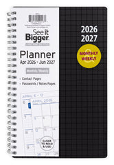 See It Bigger M/W Planner, Medium (5.5" x 8.75"), Black, 15-Month: Apr 2026 - Jun 2027