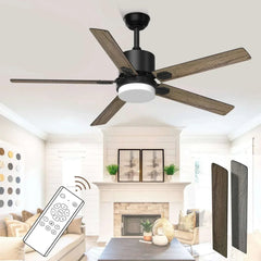 SKEVEN 52 ''Ceiling Fan with Light and Remote, Ceiling Fan 6-Speed Reversible DC Motor, Suitable for Outdoor Terraces, Bedrooms
