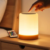 SUNMORY Dimmable Touch Night Light, Table Lamp for Bedroom, 16 RGB Colors & 4 Modes, Remote Control LED Bedside Lamp for Nursery Bedroom Hallway Portable Desk Lamp with Timer & Hook - USA MEGA SHOP