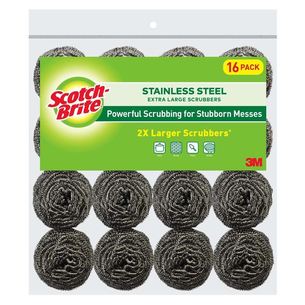 Scotch-Brite Stainless Steel Extra Large Scrubbers,16 ct. - USA MEGA SHOP