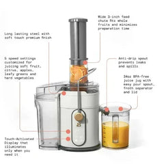 Beautiful 5-Speed 1000W Electric Juice Extractor with Touch Activated Display, White Icing by Drew Barrymore