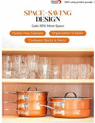 Gotham Steel Pots and Pans Set Stackable Nonstick Copper Cast Cookware Set 10pcs